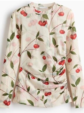 STELLA MCCARTNEY H&M CHERRY-PRINT MESH TOP Size S